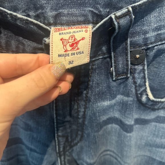 True Religion Ricky Big T Jeans VTG Black Stitch RARE Size 32 USA Flap Pocket - Picture 5 of 12